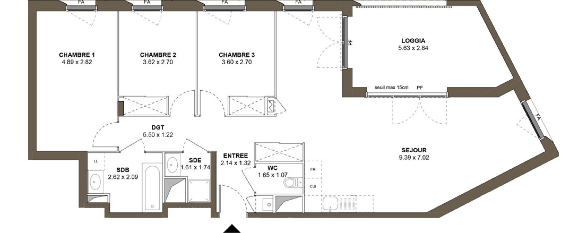 Appartement T4 de 89,70 m2 &agrave; Roanne Centre