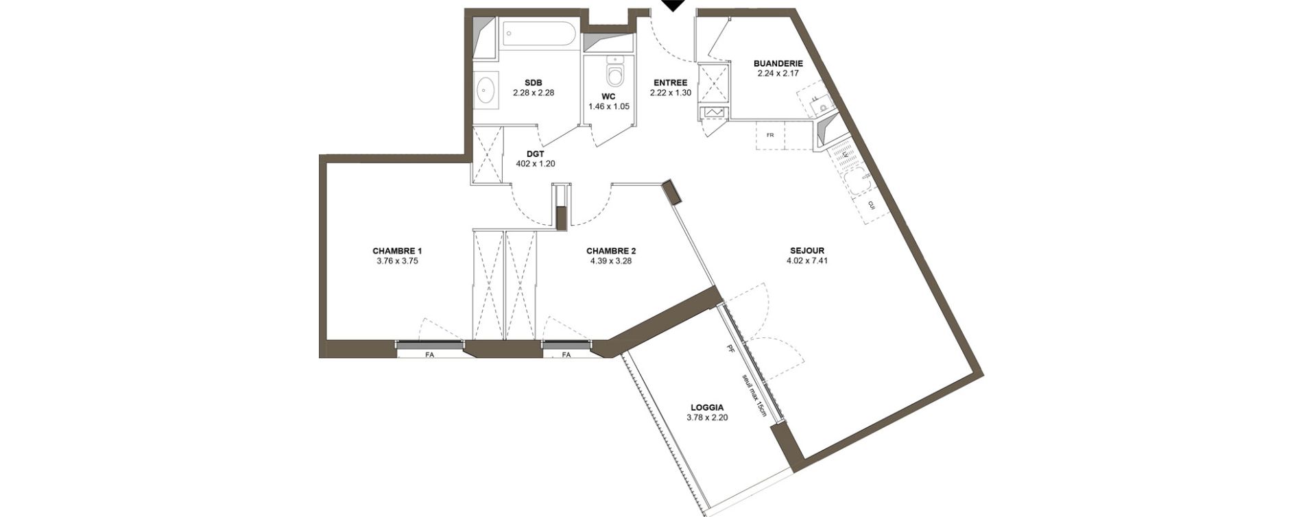 Appartement T3 de 71,80 m2 &agrave; Roanne Centre