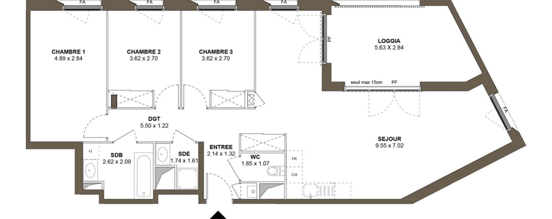 Appartement T4 de 90,55 m2 &agrave; Roanne Centre