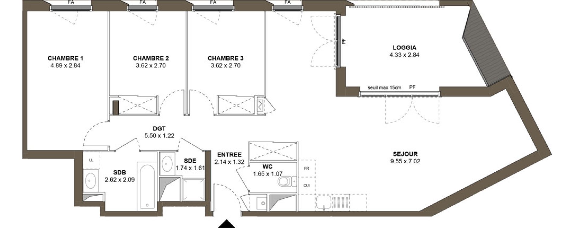 Appartement T4 de 90,55 m2 &agrave; Roanne Centre