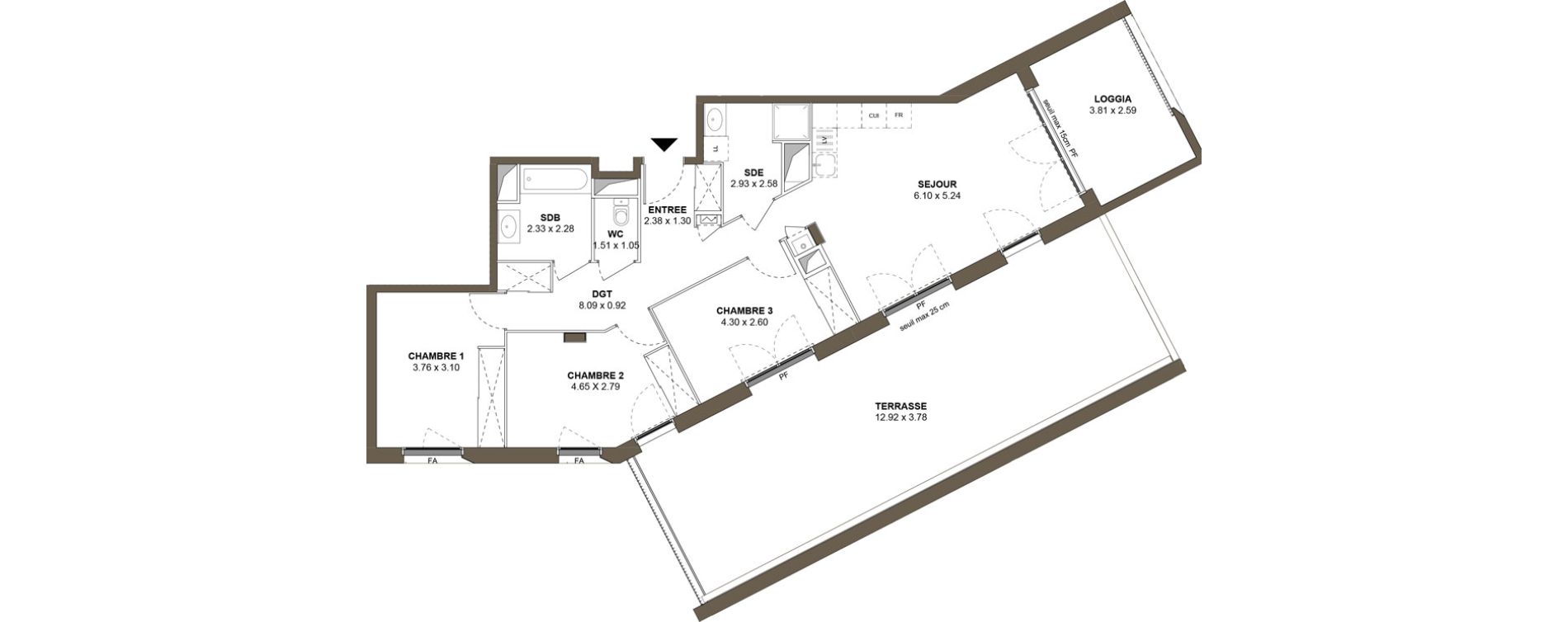 Appartement T4 de 83,40 m2 &agrave; Roanne Centre
