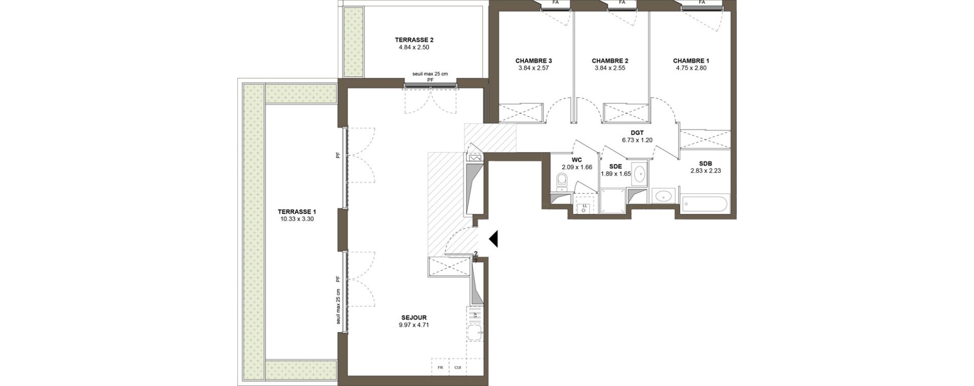 Appartement T4 de 94,42 m2 &agrave; Roanne Centre