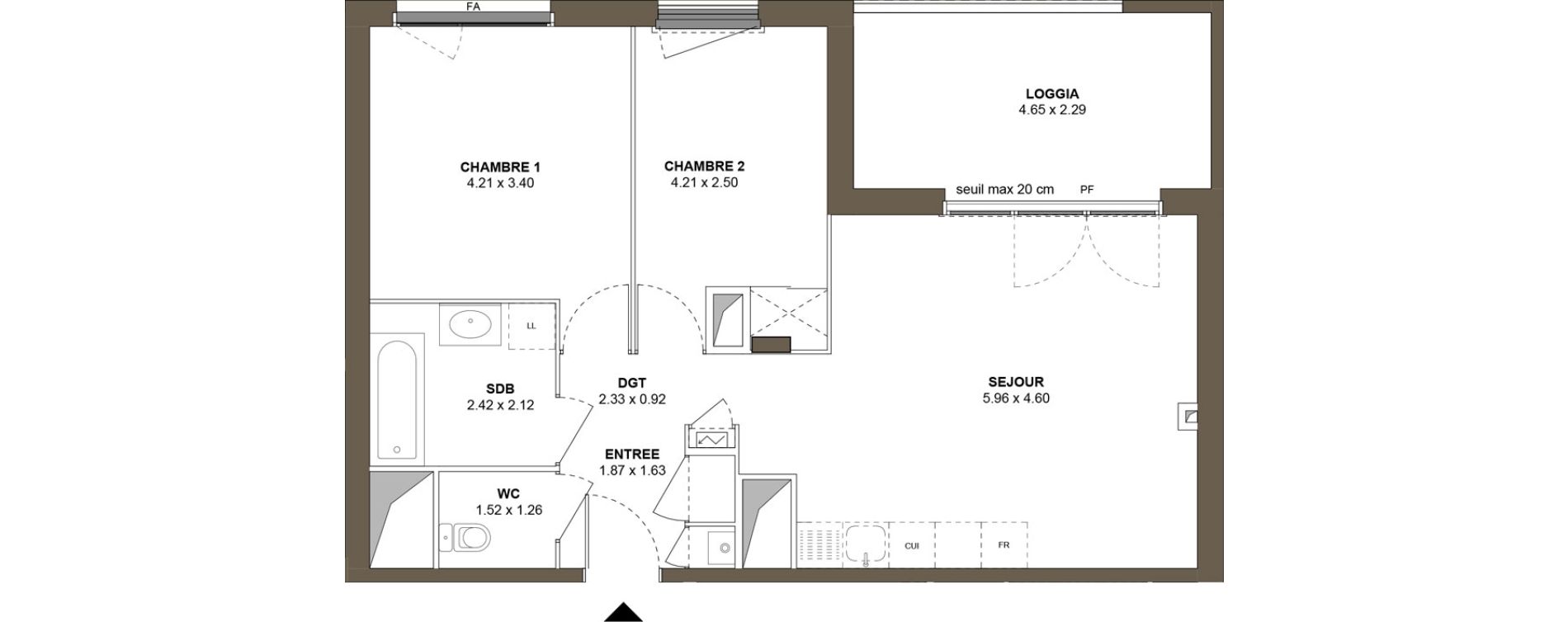 Appartement T3 de 60,03 m2 &agrave; Roanne Centre