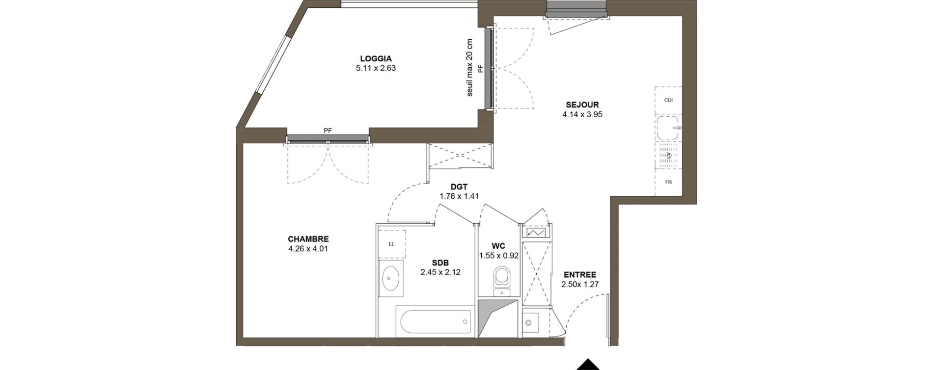 Appartement T2 de 45,83 m2 &agrave; Roanne Centre