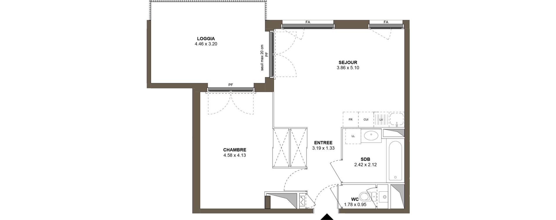 Appartement T2 de 46,32 m2 &agrave; Roanne Centre