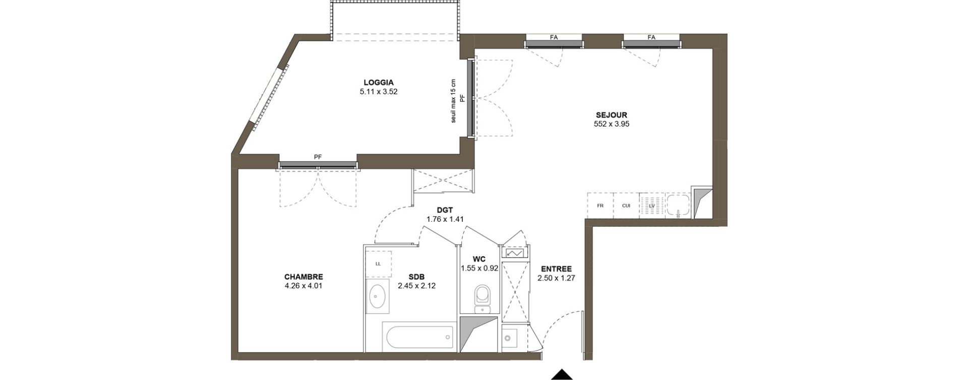 Appartement T2 de 50,90 m2 &agrave; Roanne Centre