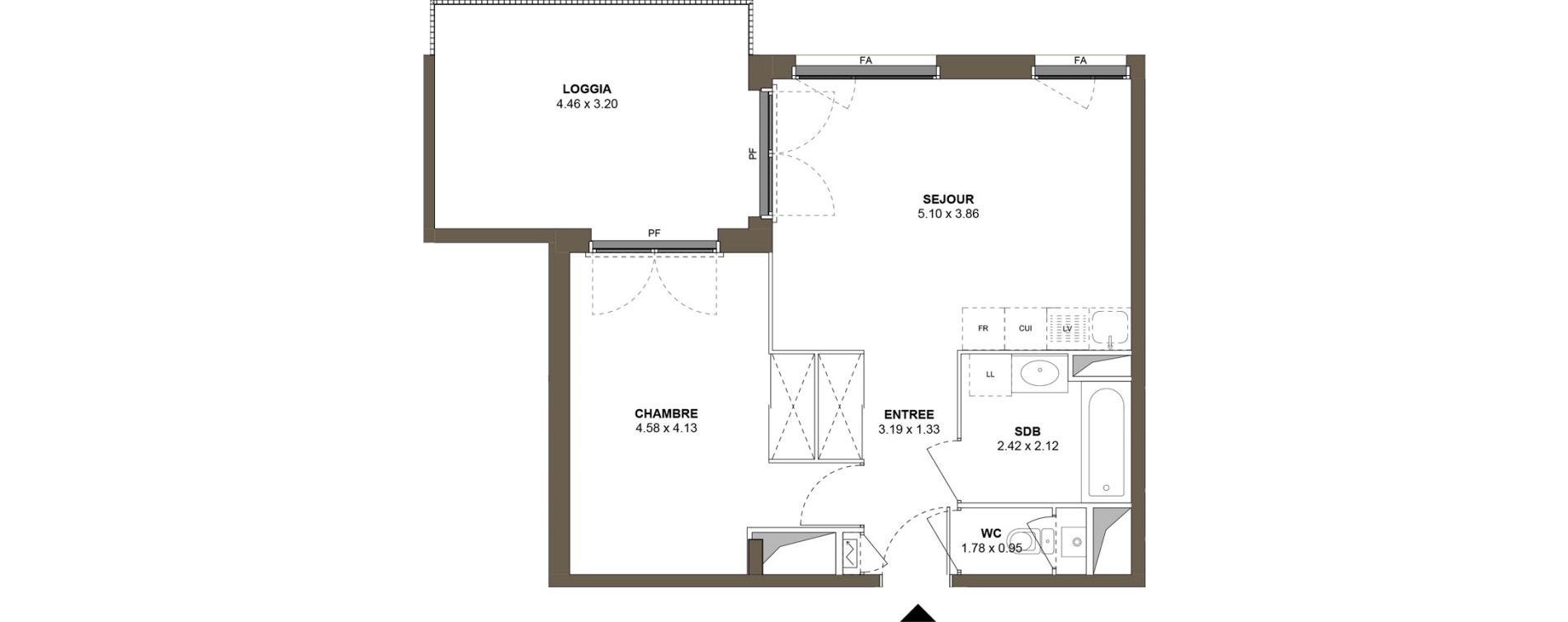 Appartement T2 de 46,32 m2 &agrave; Roanne Centre