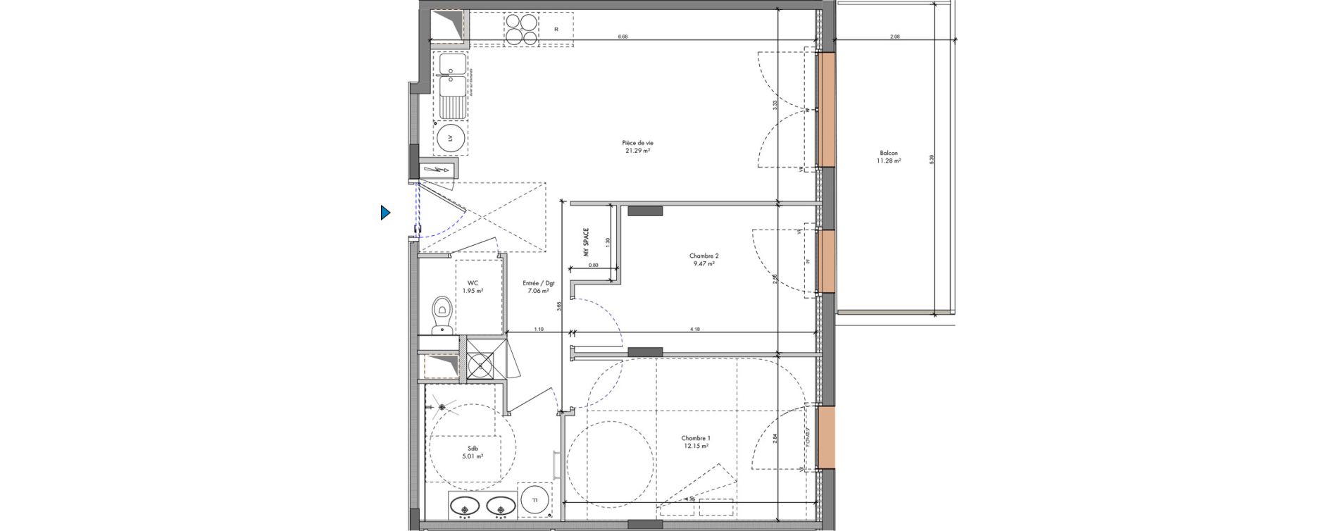 Appartement T3 de 56,94 m2 &agrave; Roanne Halage