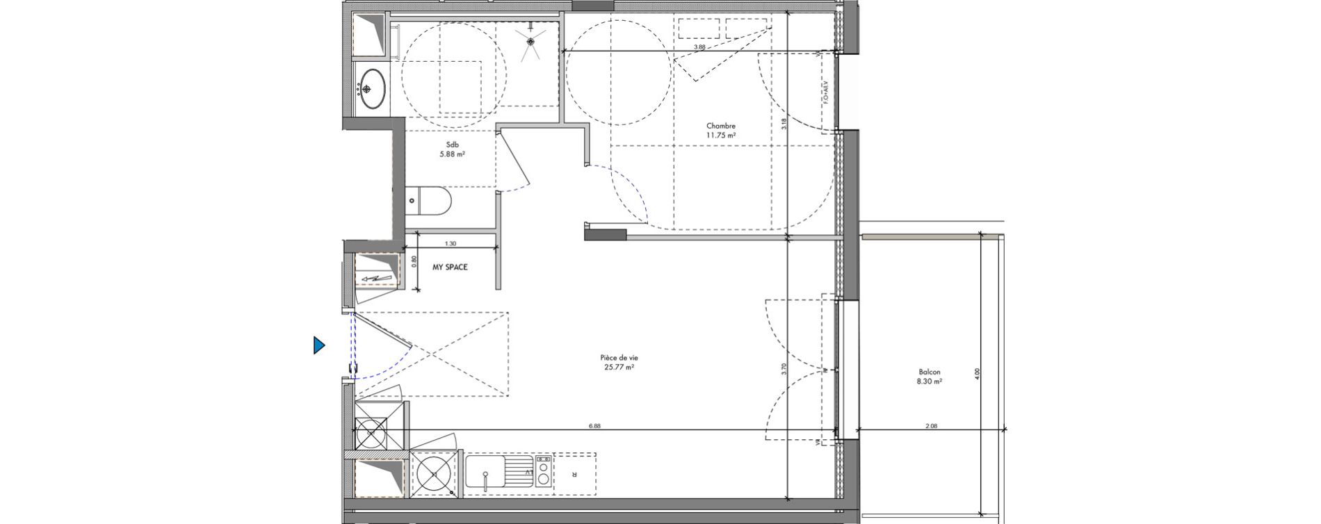 Appartement T2 de 43,41 m2 &agrave; Roanne Halage