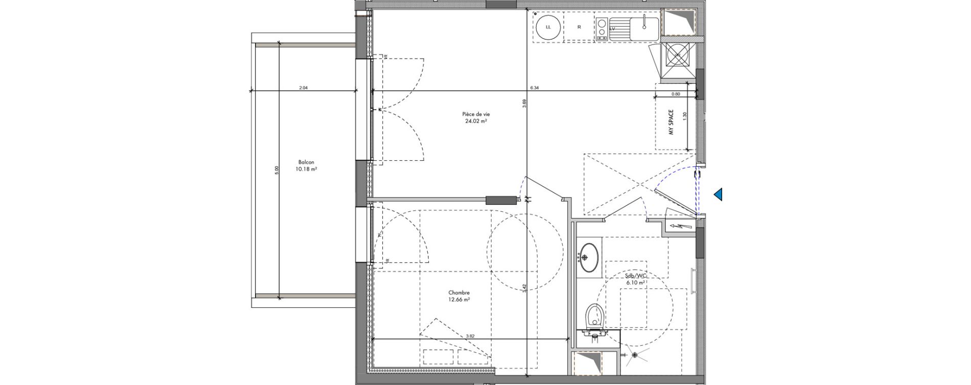 Appartement T2 de 42,78 m2 &agrave; Roanne Halage