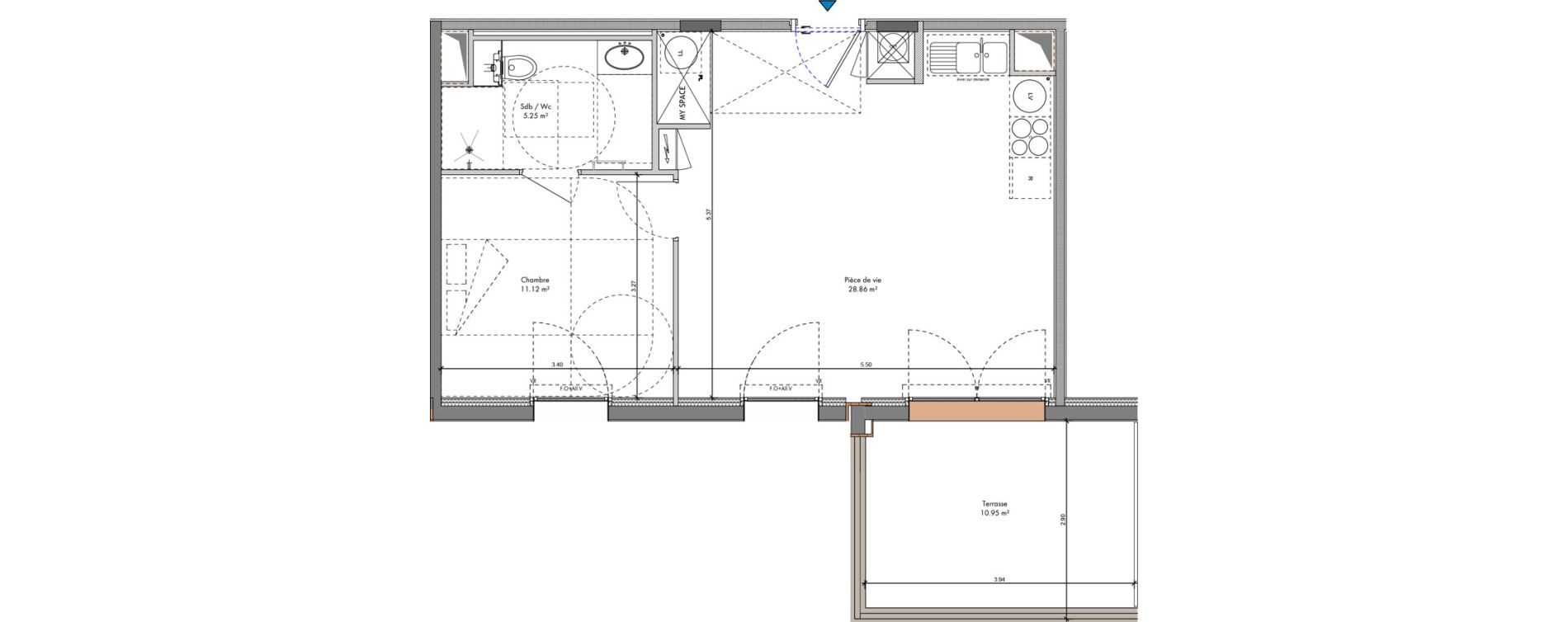 Appartement T2 de 45,23 m2 &agrave; Roanne Halage