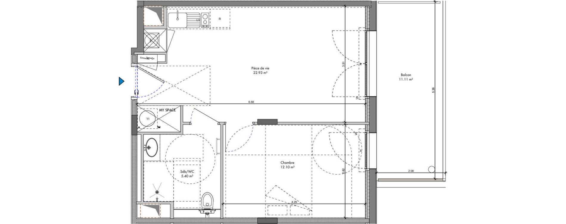 Appartement T2 de 40,43 m2 &agrave; Roanne Halage