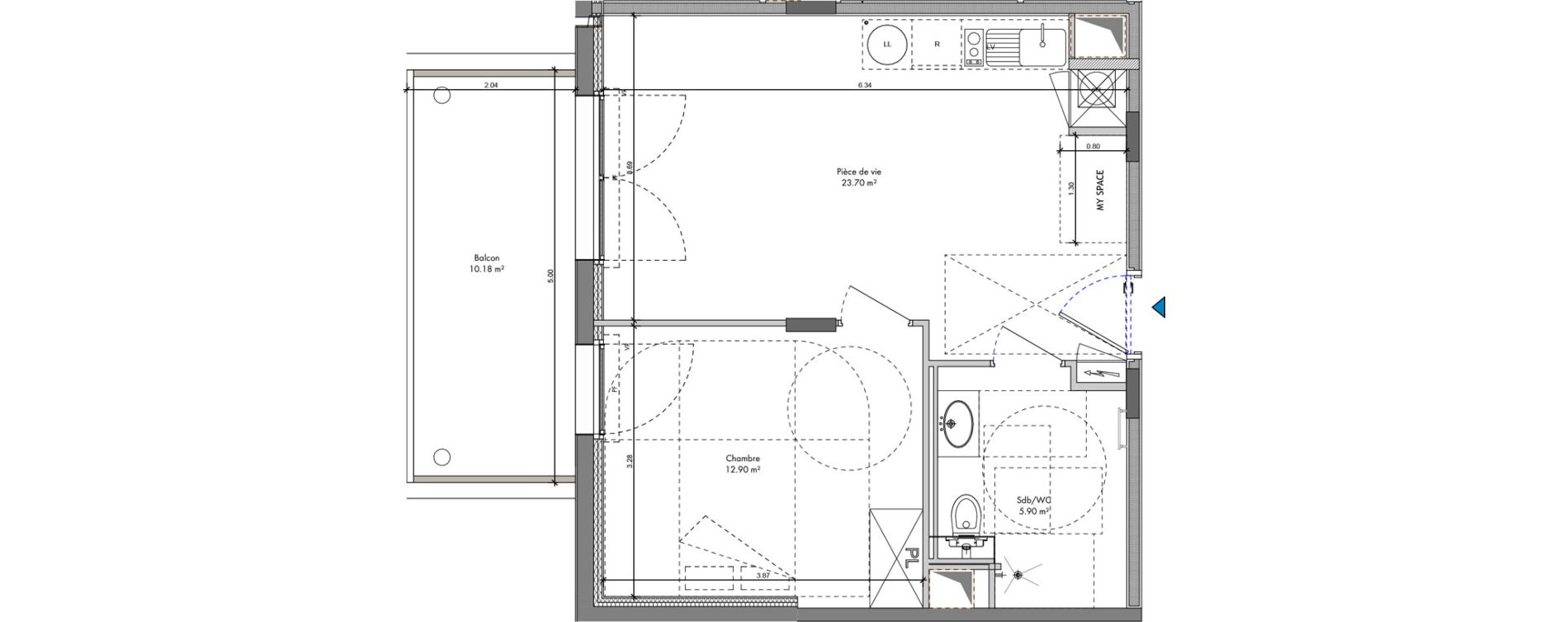 Appartement T2 de 42,50 m2 &agrave; Roanne Halage