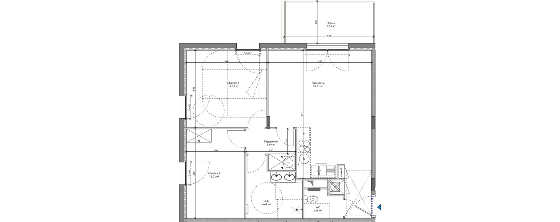 Appartement T3 de 68,78 m2 &agrave; Roanne Halage