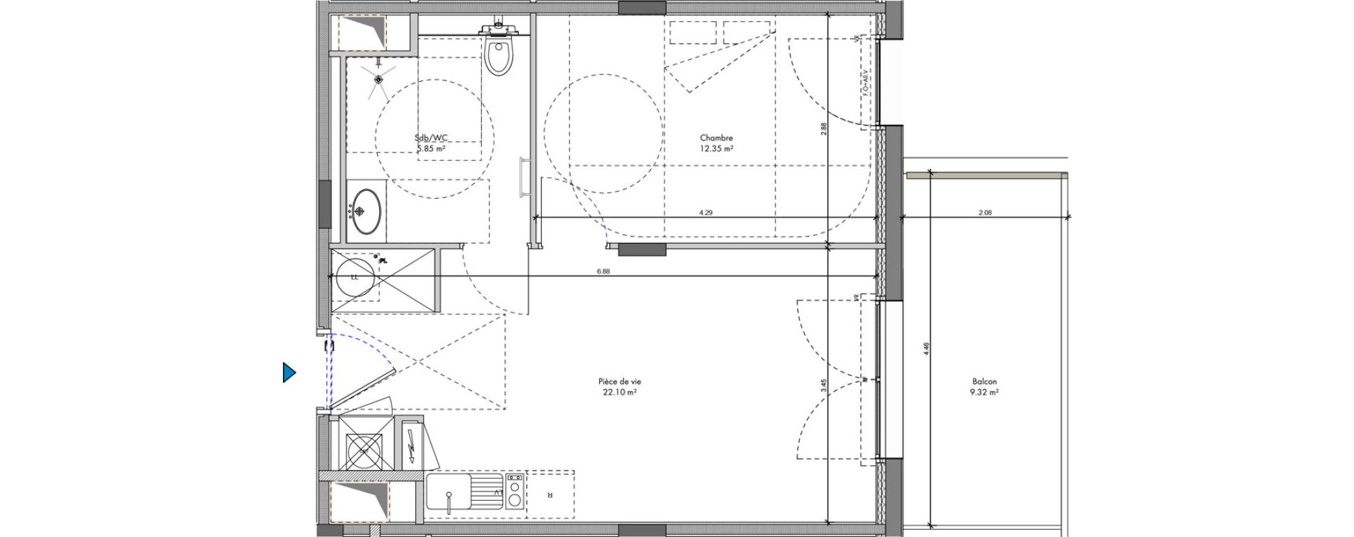 Appartement T2 de 40,30 m2 &agrave; Roanne Halage