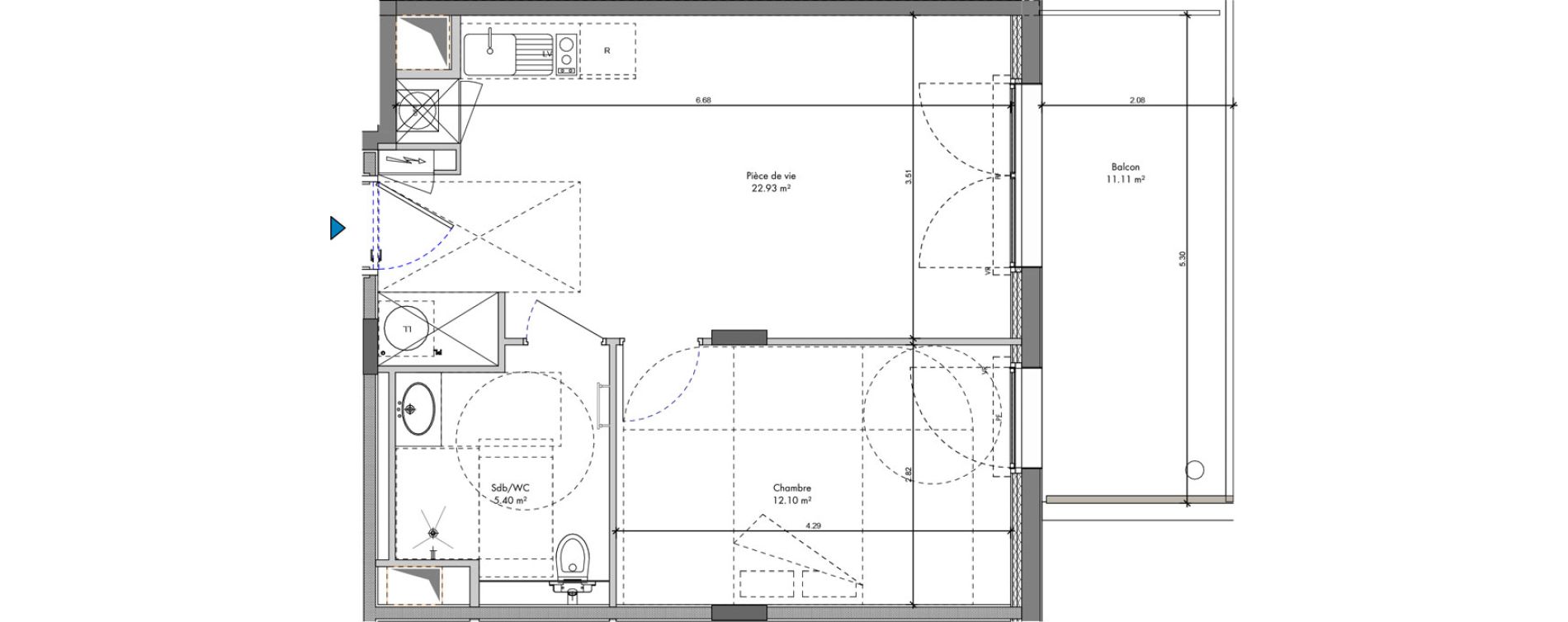 Appartement T2 de 40,43 m2 &agrave; Roanne Halage