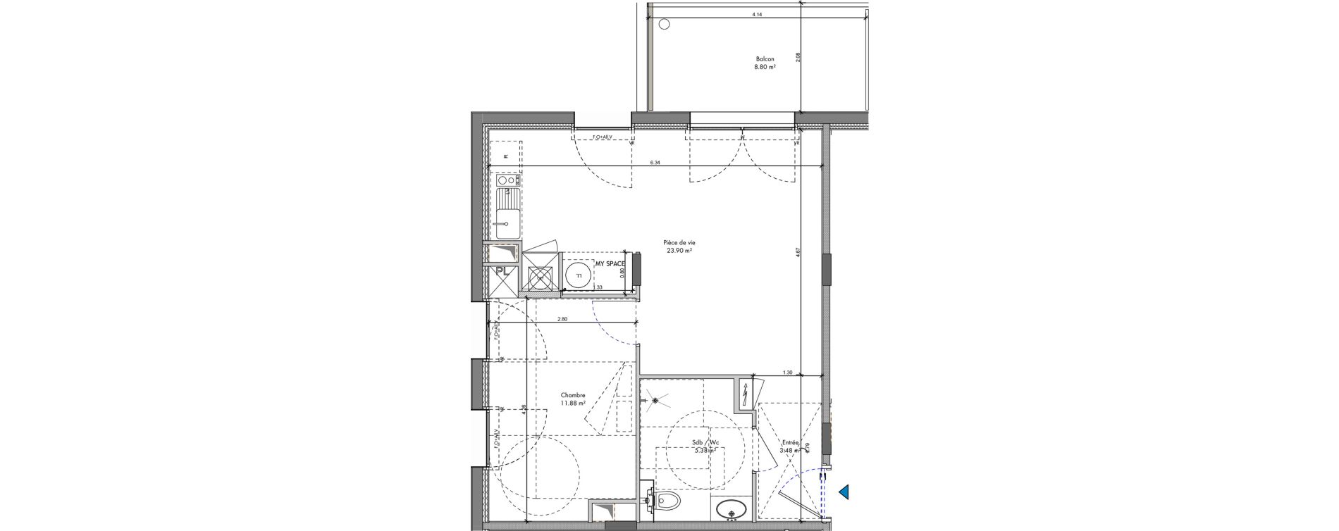 Appartement T2 de 44,64 m2 &agrave; Roanne Halage