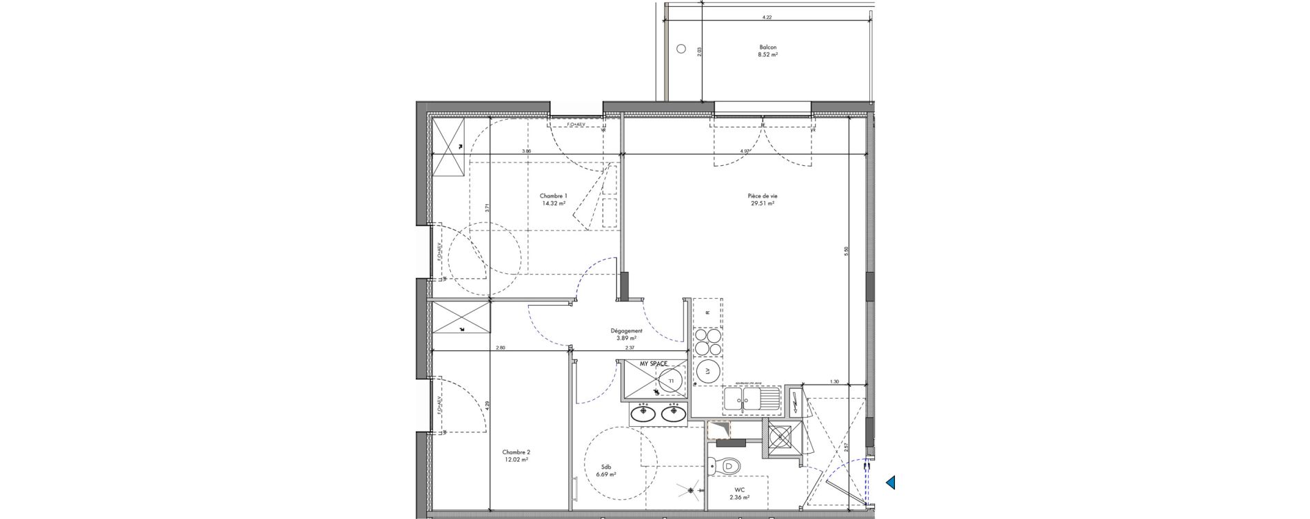 Appartement T3 de 68,78 m2 &agrave; Roanne Halage