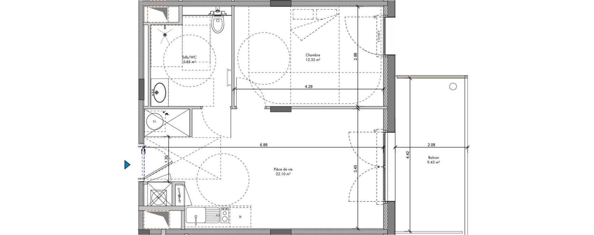 Appartement T2 de 40,30 m2 &agrave; Roanne Halage