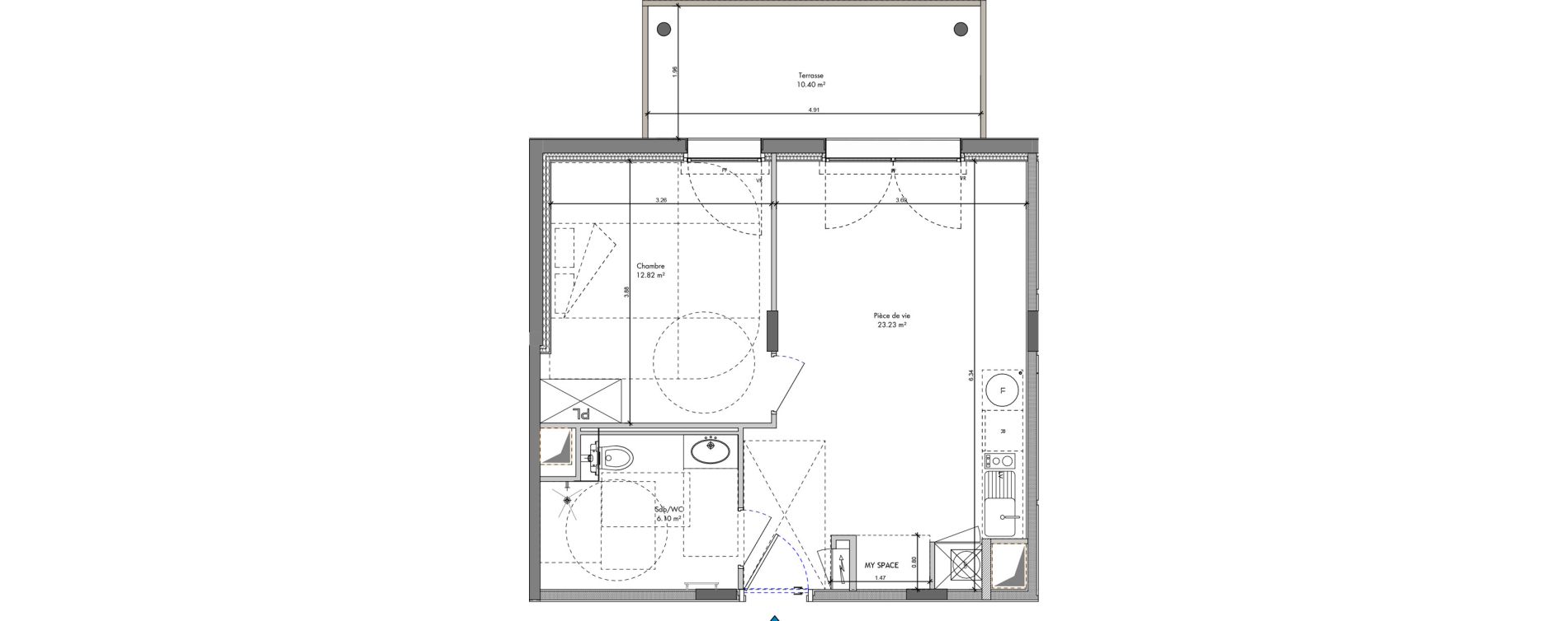 Appartement T2 de 42,16 m2 &agrave; Roanne Halage