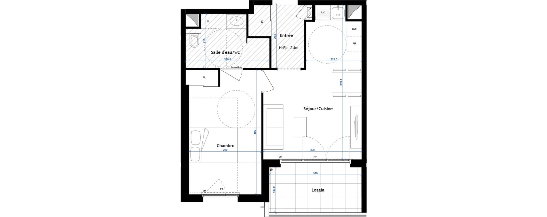 Appartement T2 meubl&eacute; de 44,53 m2 &agrave; Roanne Centre