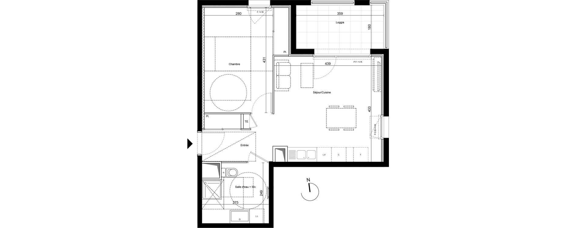 Appartement T2 de 43,68 m2 &agrave; Saint-&Eacute;tienne Le treyve - puits thibaud