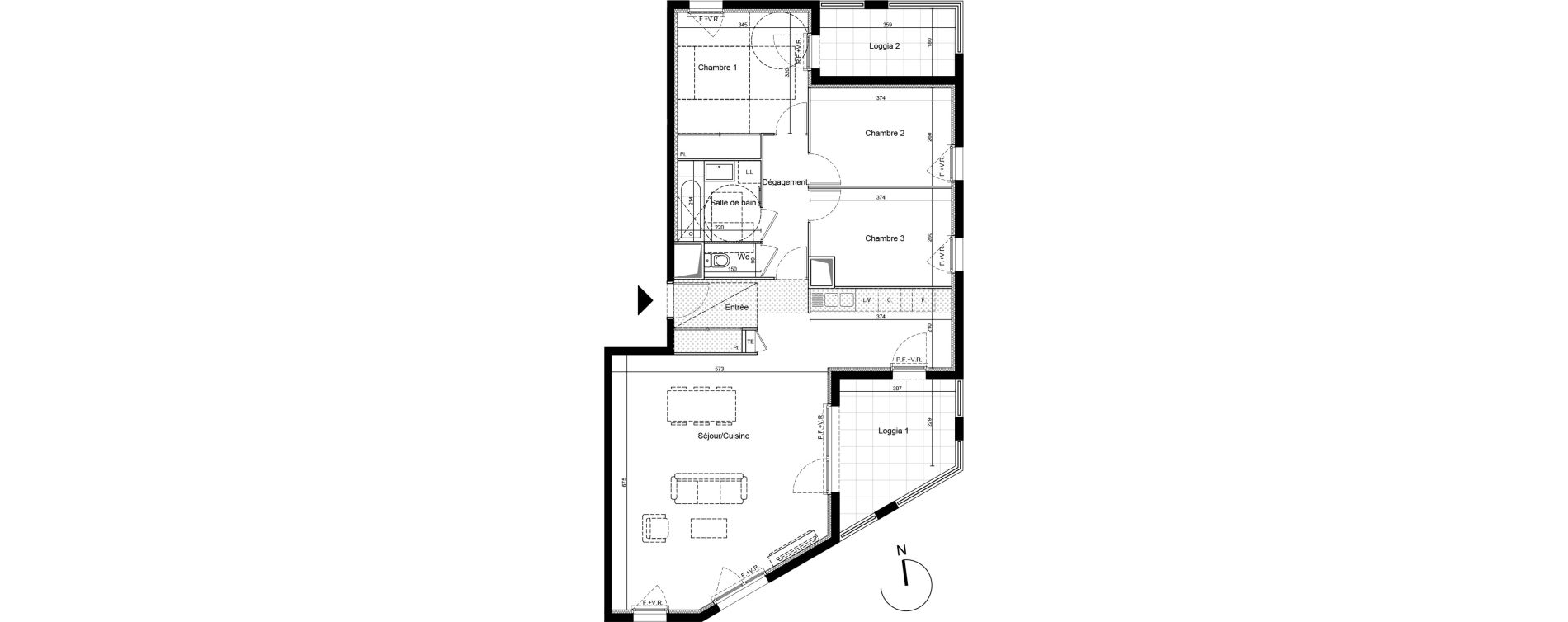 Appartement T4 de 91,76 m2 &agrave; Saint-&Eacute;tienne Le treyve - puits thibaud