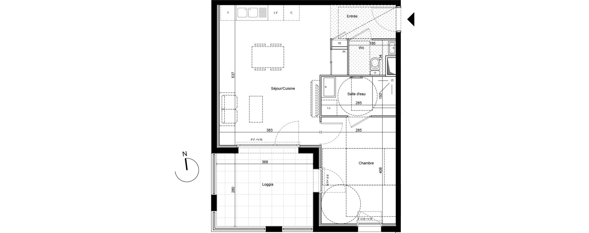 Appartement T2 de 43,56 m2 &agrave; Saint-&Eacute;tienne Le treyve - puits thibaud