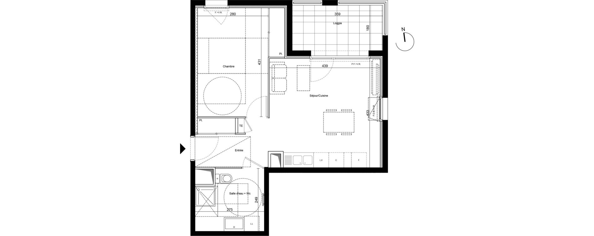 Appartement T2 de 43,68 m2 &agrave; Saint-&Eacute;tienne Le treyve - puits thibaud