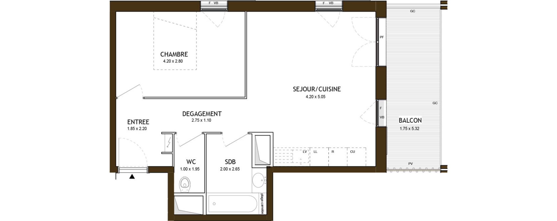 Appartement T2 de 45,53 m2 &agrave; Saint-&Eacute;tienne Chateaucreux