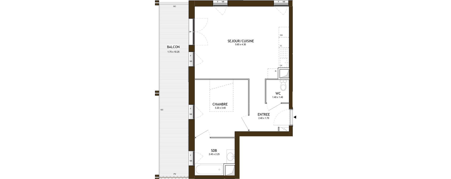 Appartement T2 de 46,61 m2 &agrave; Saint-&Eacute;tienne Chateaucreux