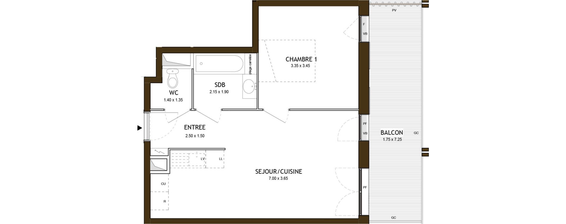 Appartement T2 de 42,10 m2 &agrave; Saint-&Eacute;tienne Chateaucreux