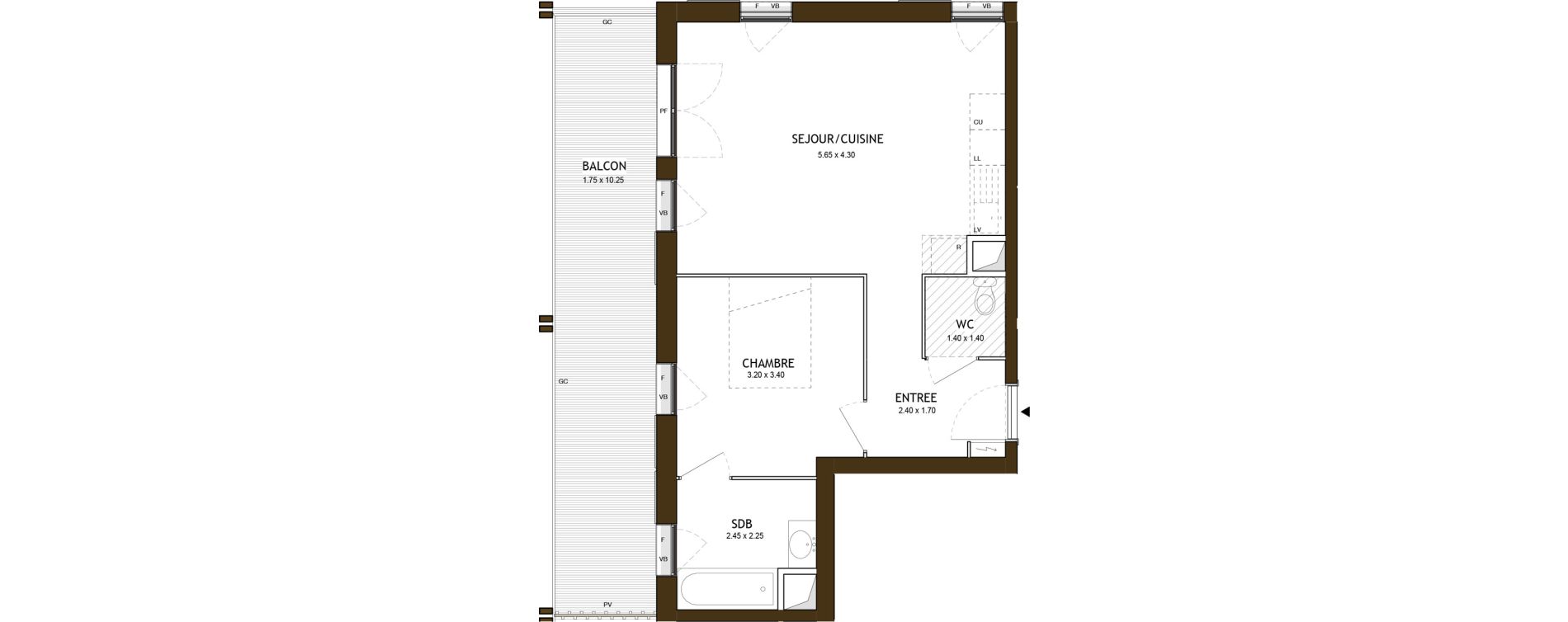 Appartement T2 de 46,61 m2 &agrave; Saint-&Eacute;tienne Chateaucreux