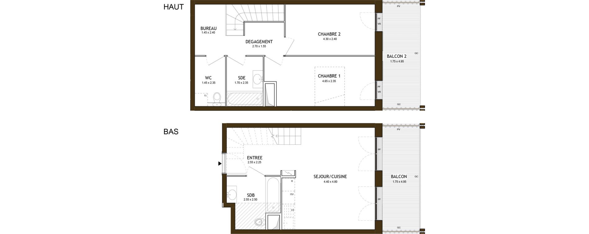 Duplex T3 de 66,20 m2 &agrave; Saint-&Eacute;tienne Chateaucreux