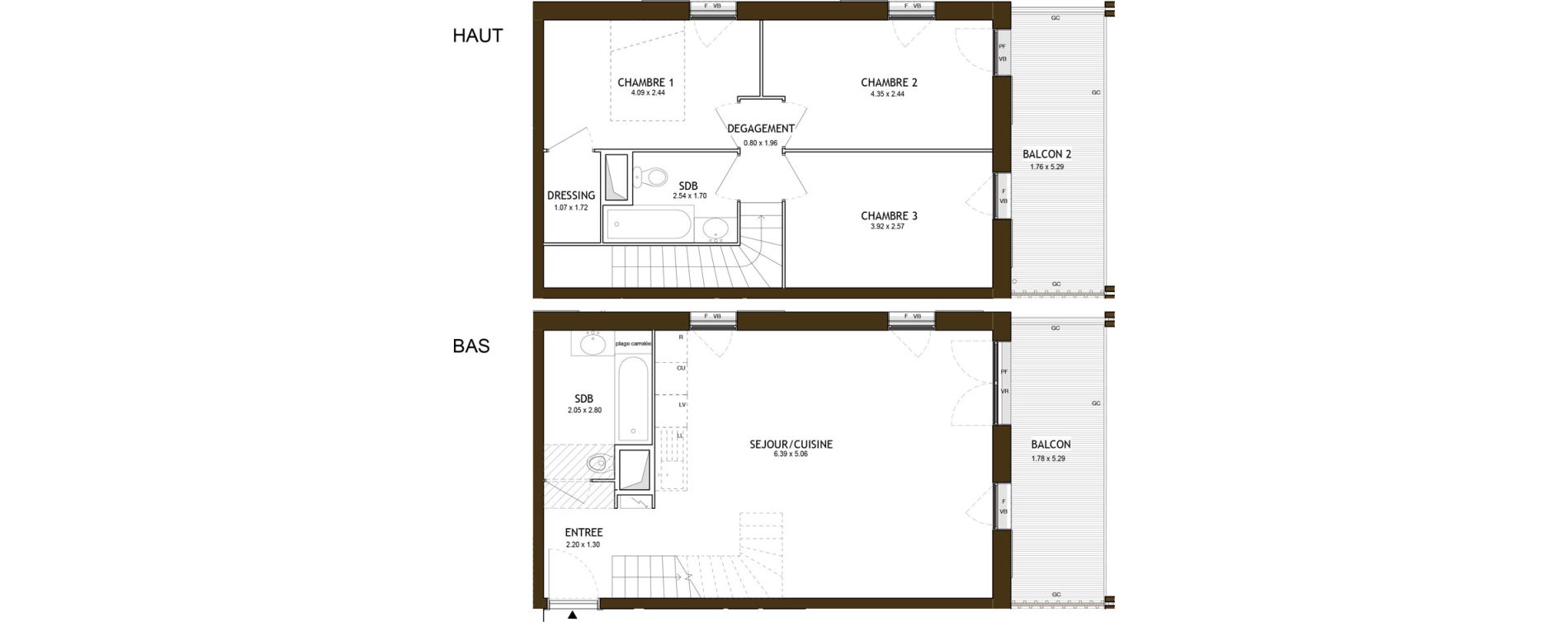 Duplex T4 de 76,83 m2 &agrave; Saint-&Eacute;tienne Chateaucreux