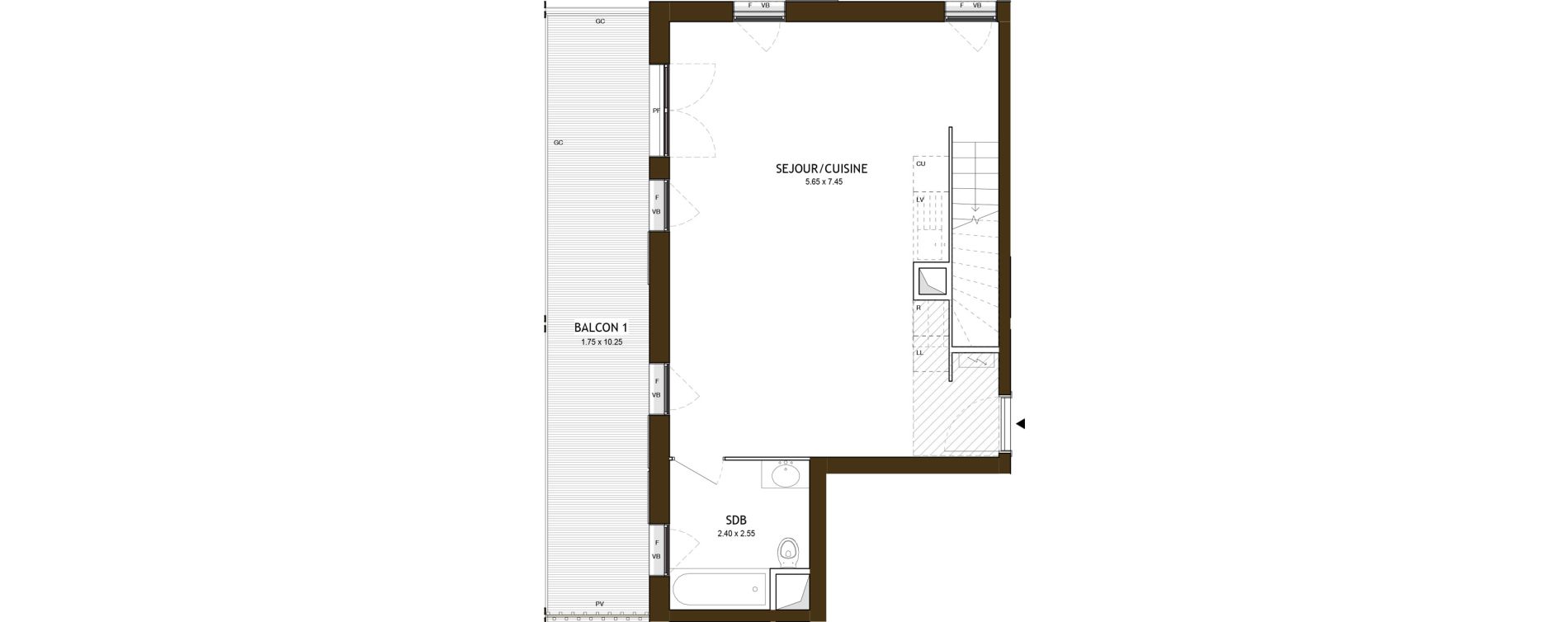 Duplex T4 de 86,50 m2 &agrave; Saint-&Eacute;tienne Chateaucreux