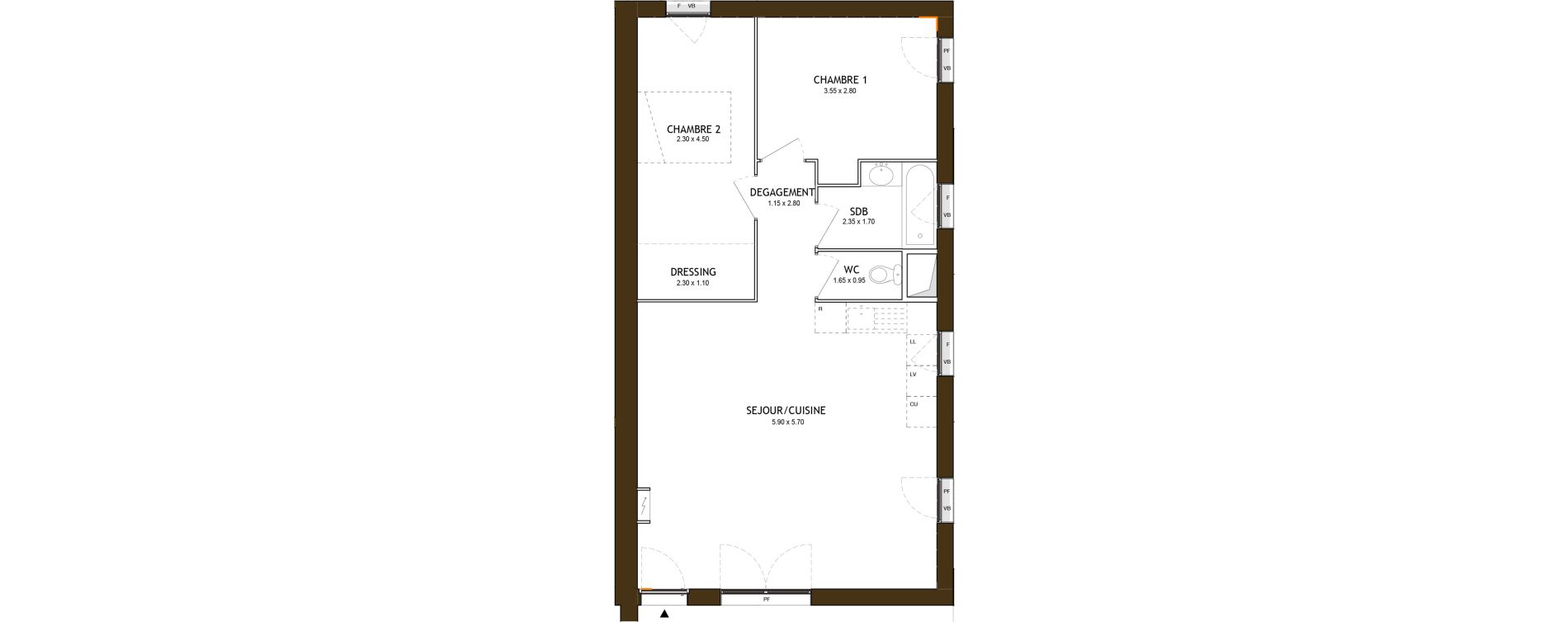 Duplex T3 de 65,24 m2 &agrave; Saint-&Eacute;tienne Chateaucreux