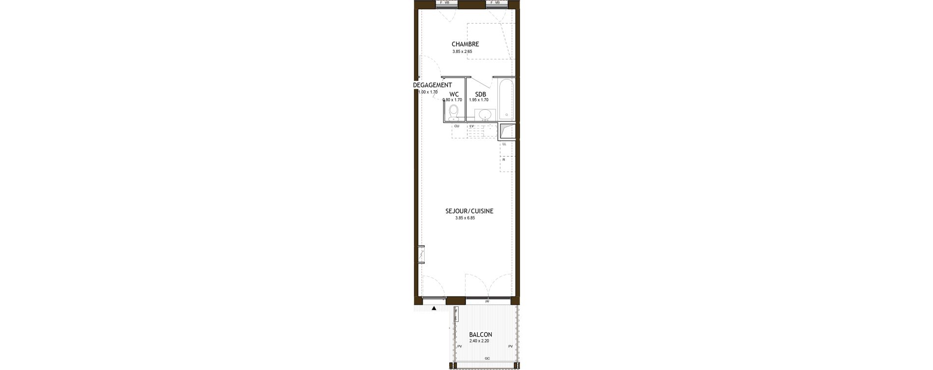 Appartement T2 de 42,37 m2 &agrave; Saint-&Eacute;tienne Chateaucreux