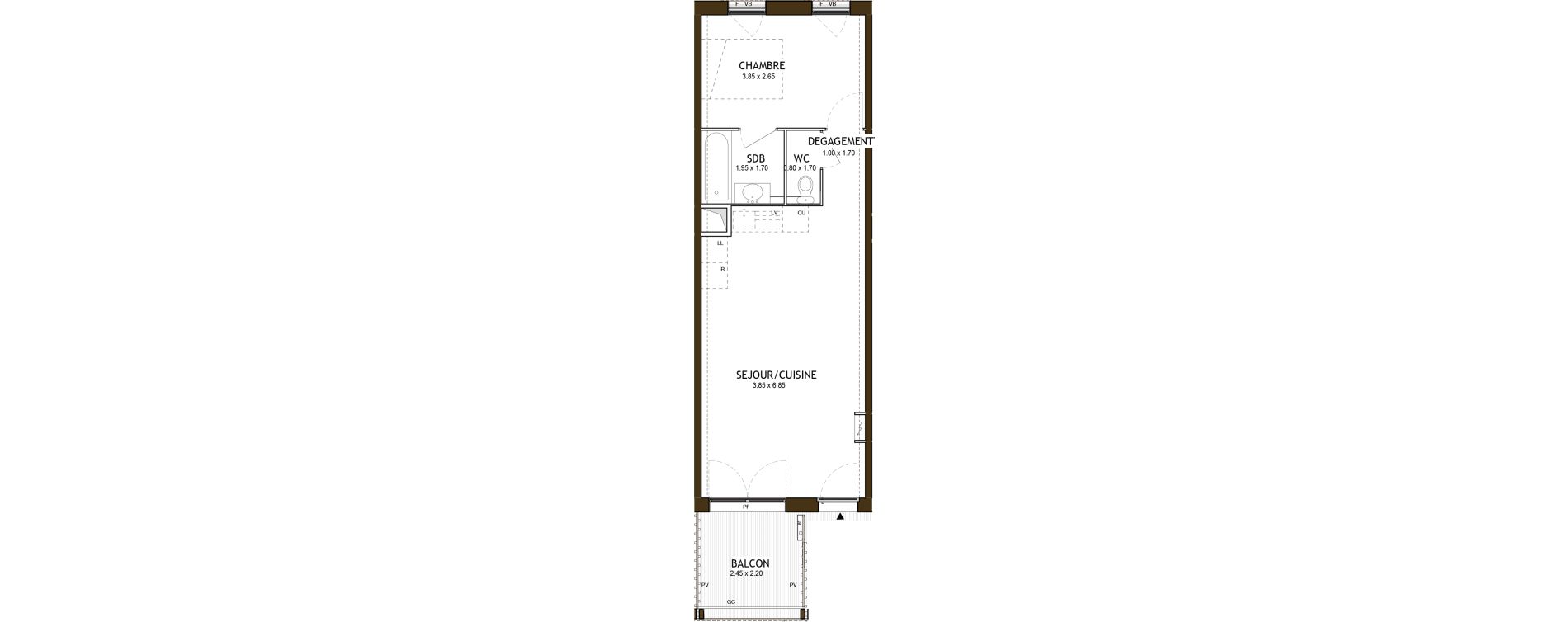 Appartement T2 de 42,37 m2 &agrave; Saint-&Eacute;tienne Chateaucreux