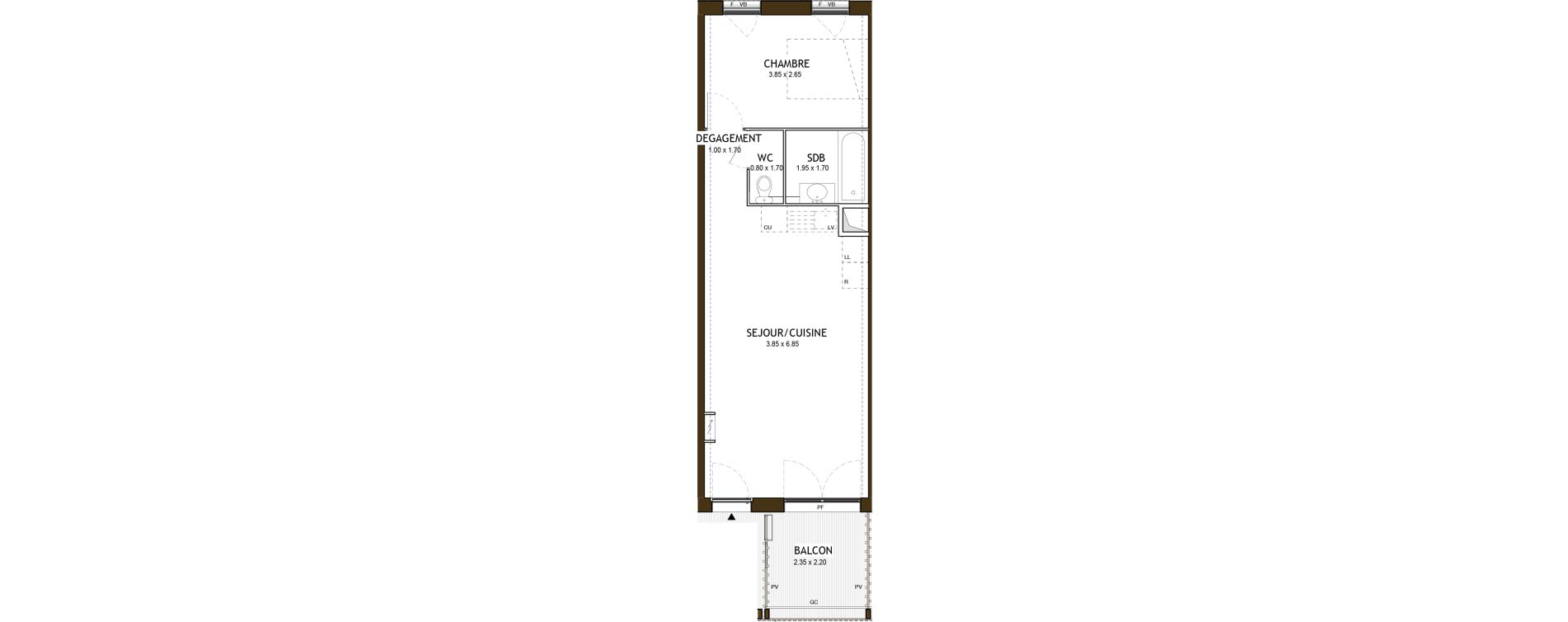 Appartement T2 de 42,37 m2 &agrave; Saint-&Eacute;tienne Chateaucreux