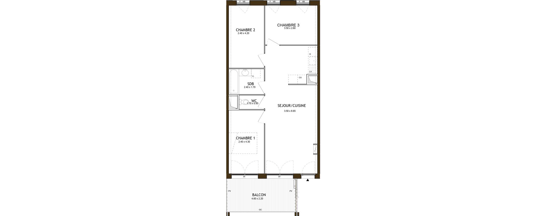 Appartement T4 de 64,76 m2 &agrave; Saint-&Eacute;tienne Chateaucreux