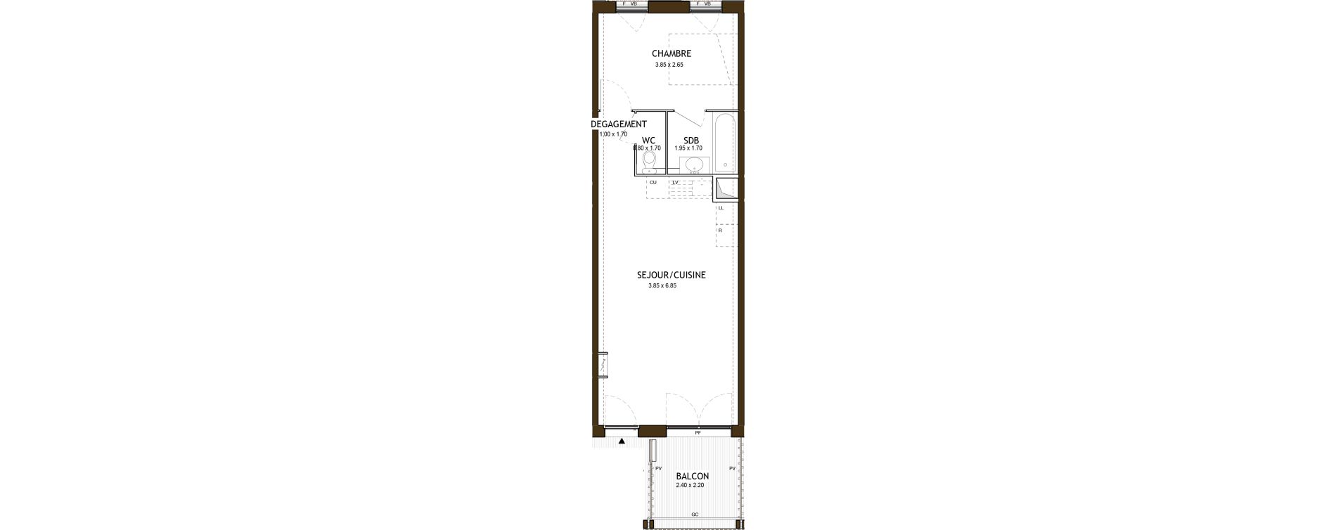 Appartement T2 de 42,37 m2 &agrave; Saint-&Eacute;tienne Chateaucreux