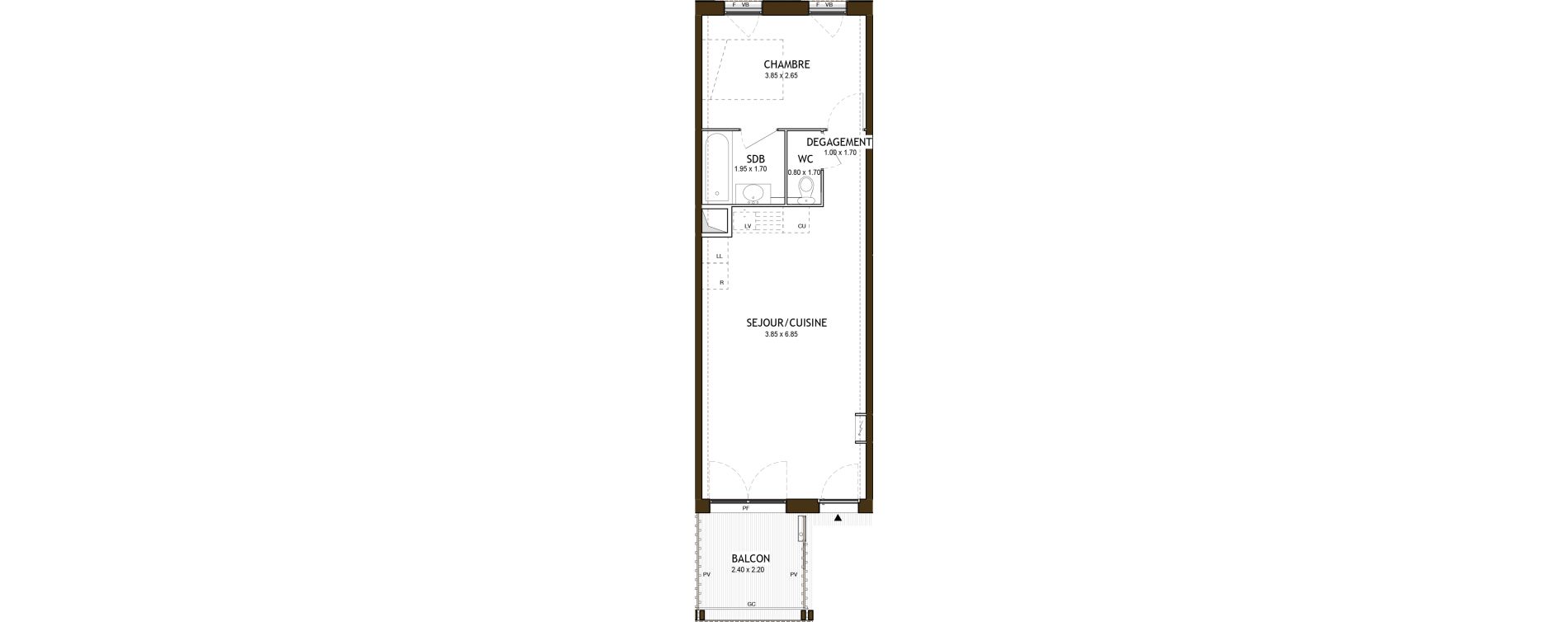 Appartement T2 de 42,37 m2 &agrave; Saint-&Eacute;tienne Chateaucreux