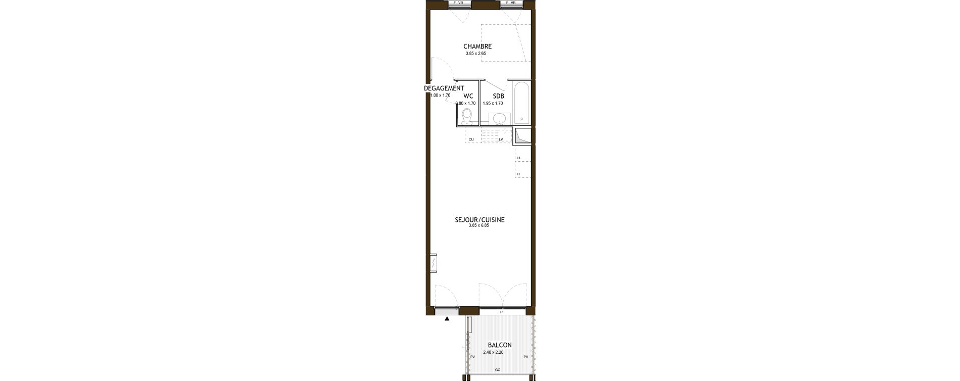 Appartement T2 de 42,37 m2 &agrave; Saint-&Eacute;tienne Chateaucreux