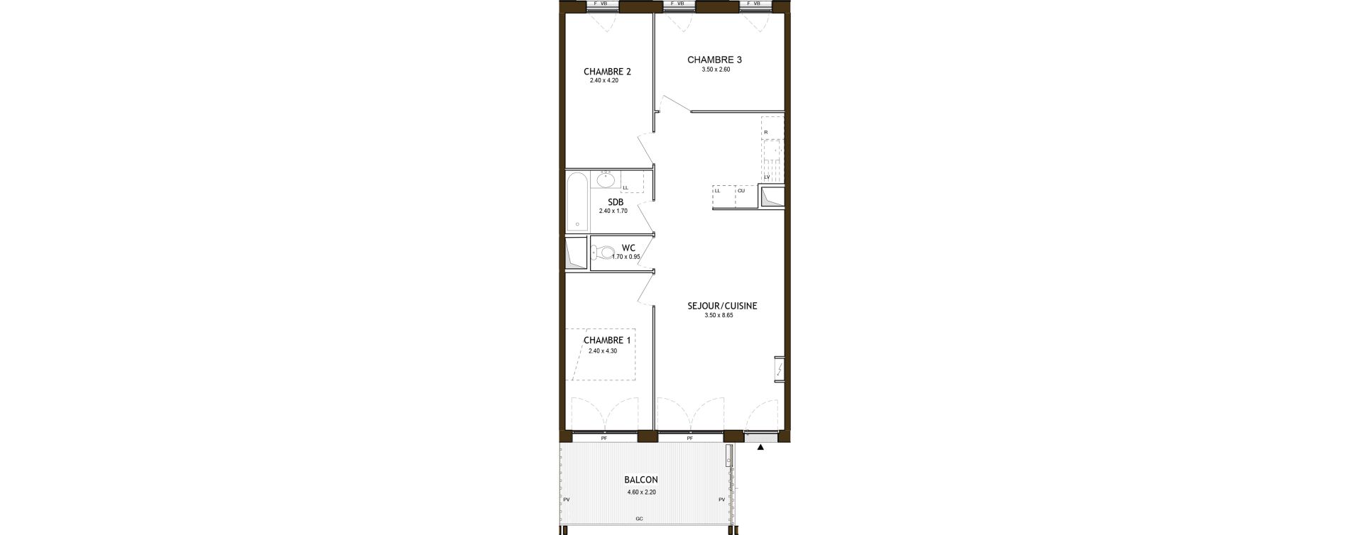 Appartement T4 de 64,76 m2 &agrave; Saint-&Eacute;tienne Chateaucreux