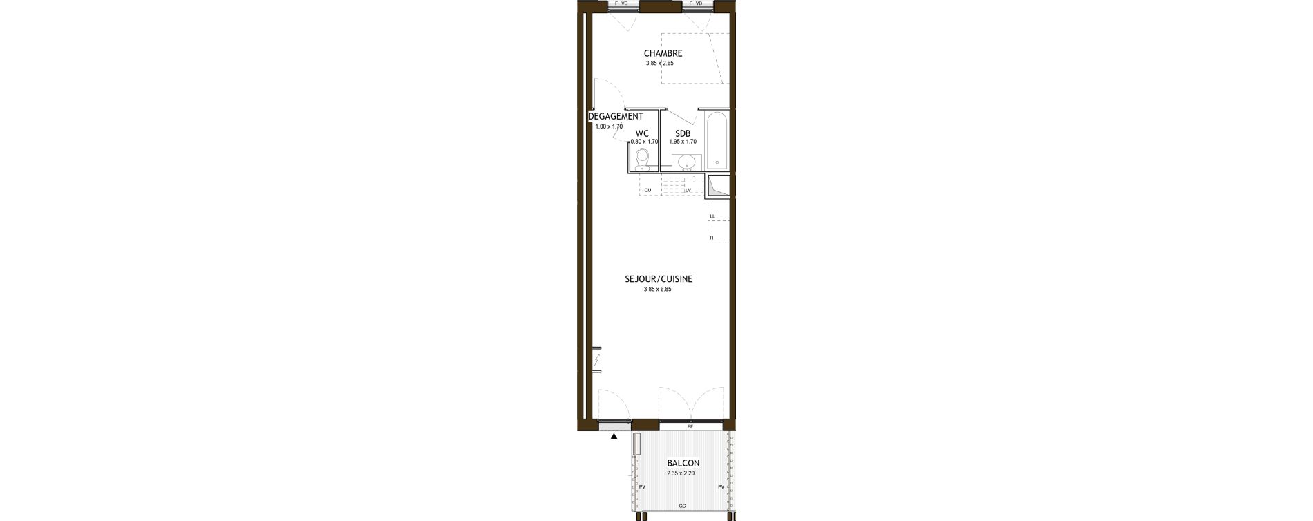 Appartement T2 de 42,37 m2 &agrave; Saint-&Eacute;tienne Chateaucreux