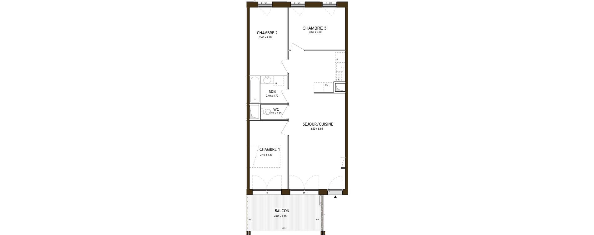 Appartement T4 de 64,76 m2 &agrave; Saint-&Eacute;tienne Chateaucreux