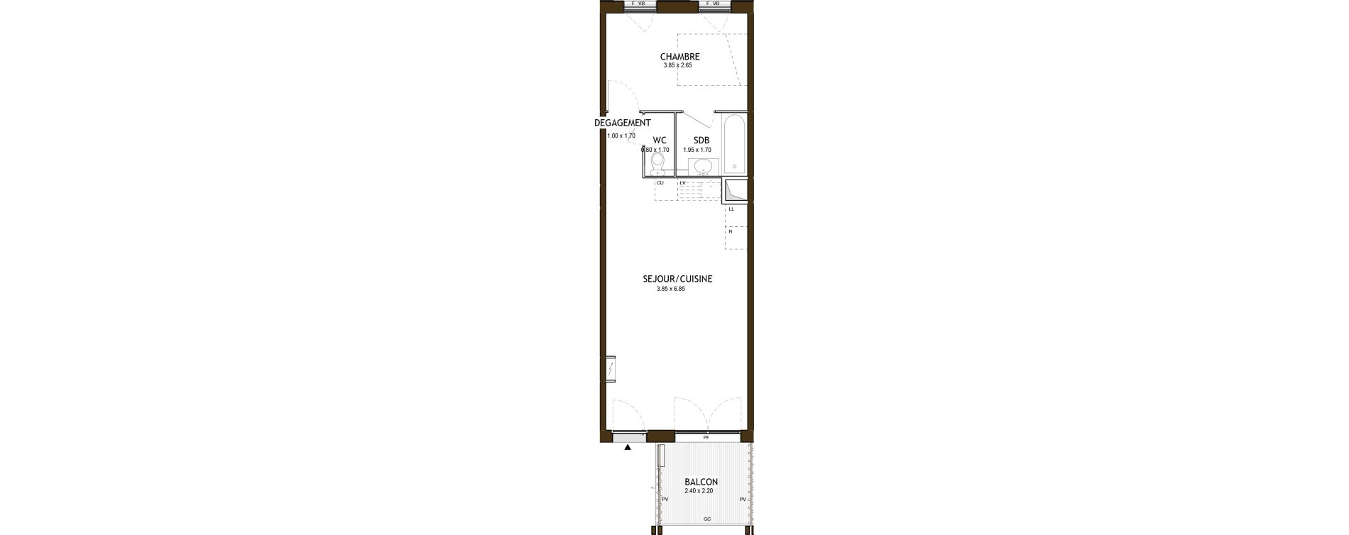 Appartement T2 de 42,37 m2 &agrave; Saint-&Eacute;tienne Chateaucreux