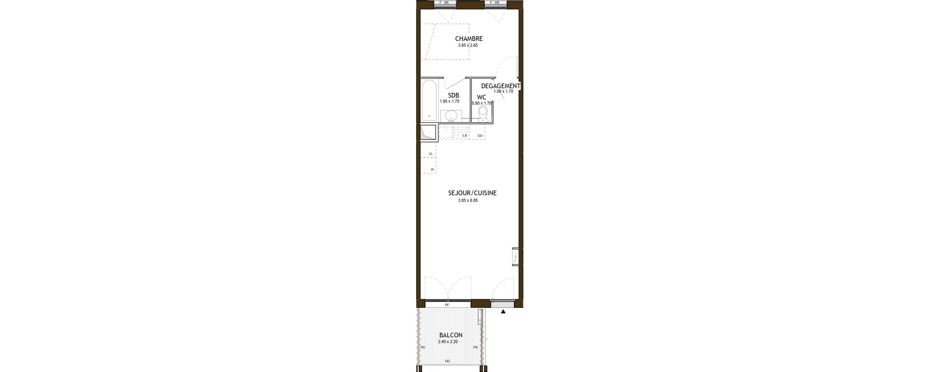 Appartement T2 de 42,37 m2 &agrave; Saint-&Eacute;tienne Chateaucreux