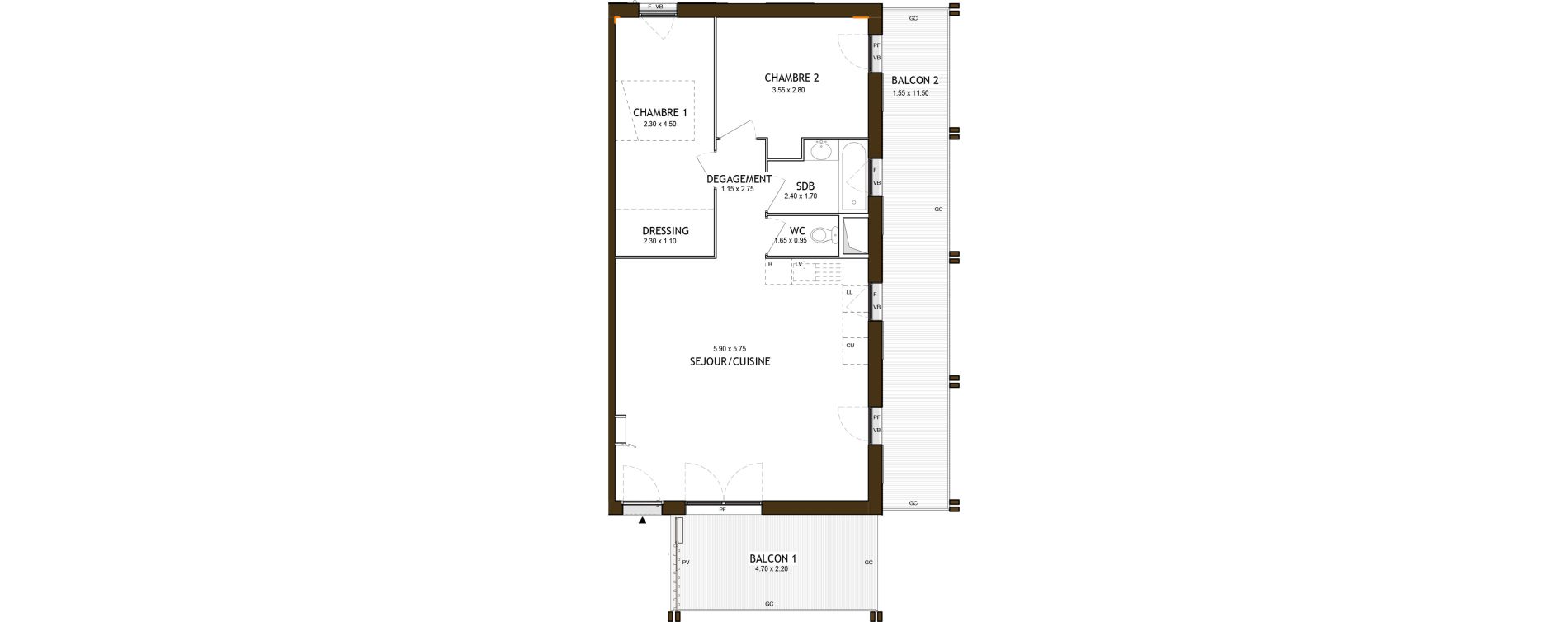 Appartement T3 de 65,24 m2 &agrave; Saint-&Eacute;tienne Chateaucreux